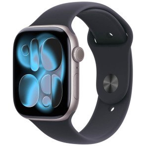 Apple Watch Series 11 46mm Space Gray Aluminium Case with Black Sport Band M/L (MEV44)