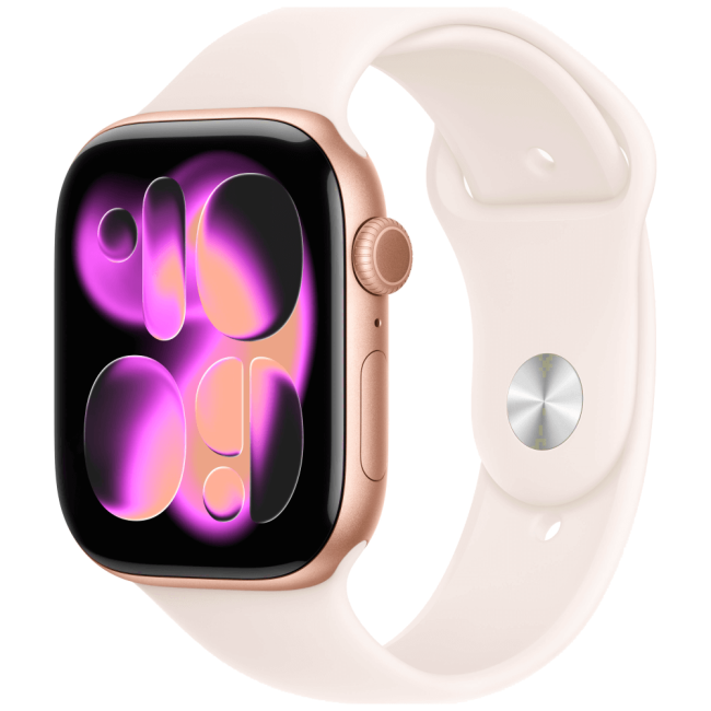Apple Watch Series 11 46mm Rose Gold Aluminium Case with Light Blush Sport Band M/L (MEV74)
