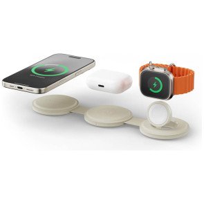 Бездротовий зарядний пристрій Satechi OntheGo 3-in-1 Wireless Charger Sand (ST-QTG31W)