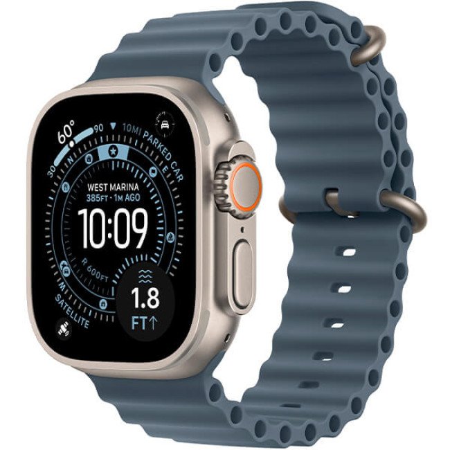 Apple Watch Ultra 3 Natural Titanium Case with Anchor Blue Ocean Band (MEWH4)